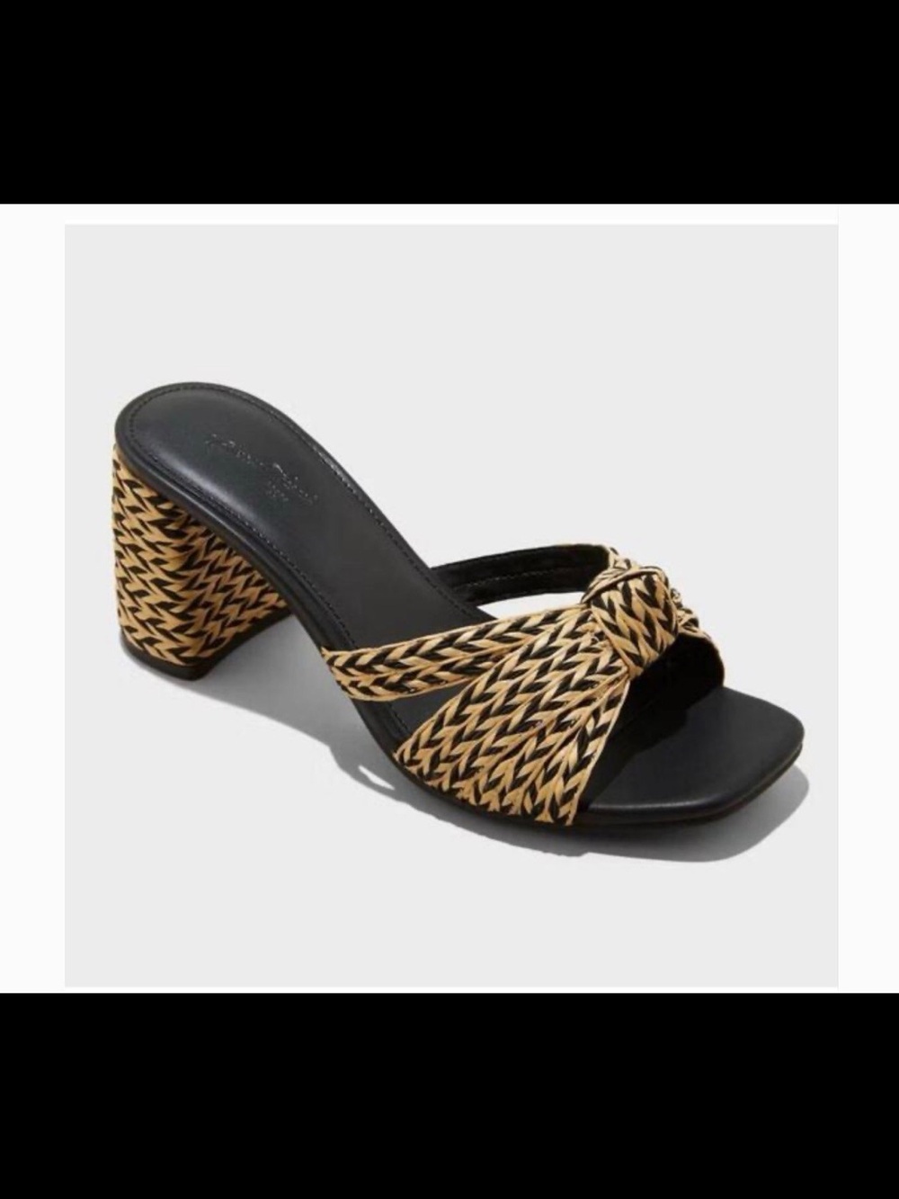 Universal Thread Black & Tan Woven Knot Block Heel Mules - Picture 1 of 1